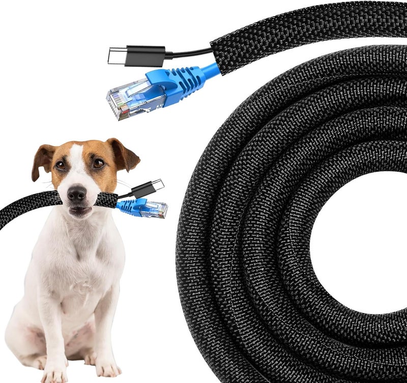 Secbolt Cord Protectors from Pets No Chew, 25ft - 3/8 inch Ultra Durable Cord Covers for Pets, Bite-Resistant Cable and Wire Protector for Cats, Dogs, Rabbits - Black - Image 1